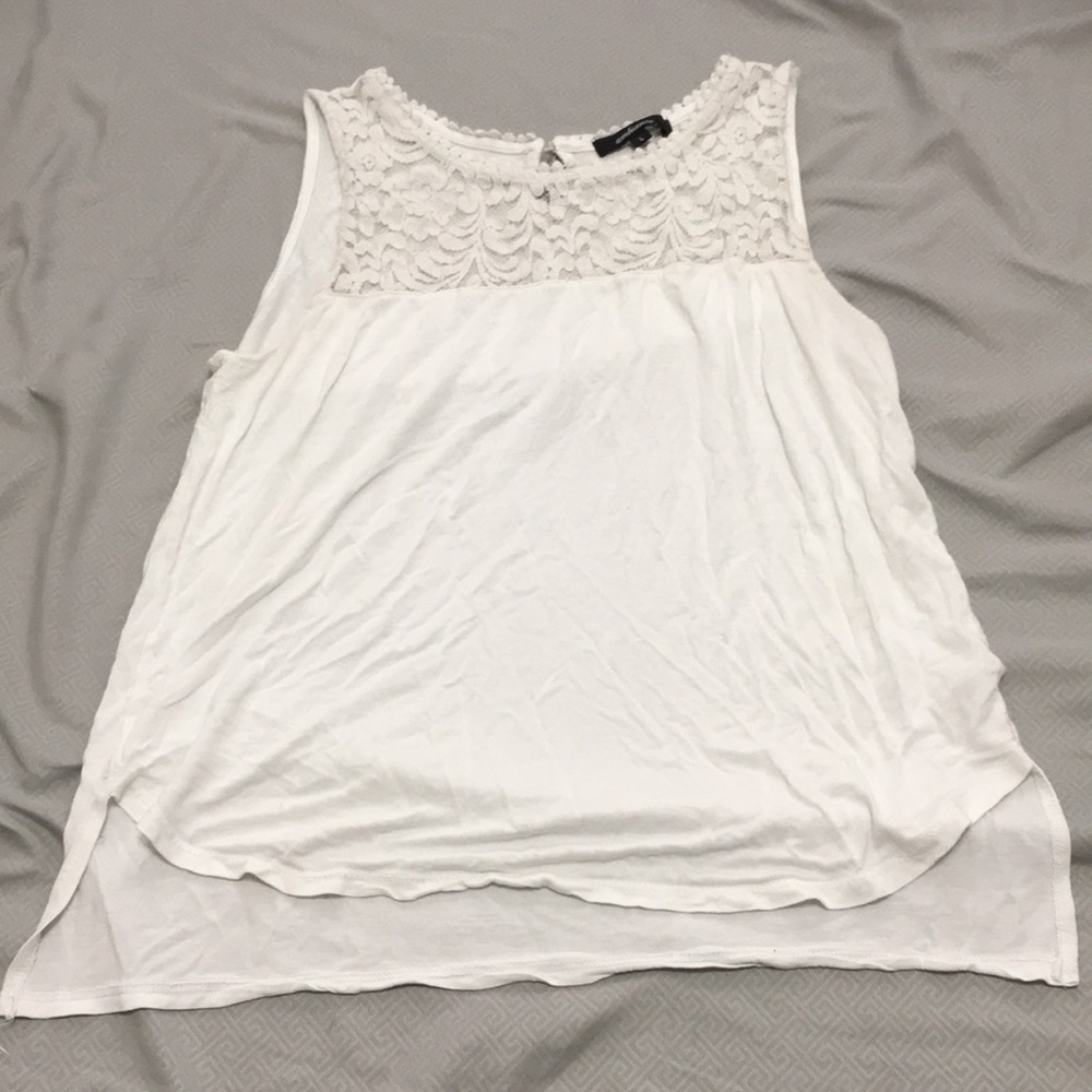 White tank top with a lace front